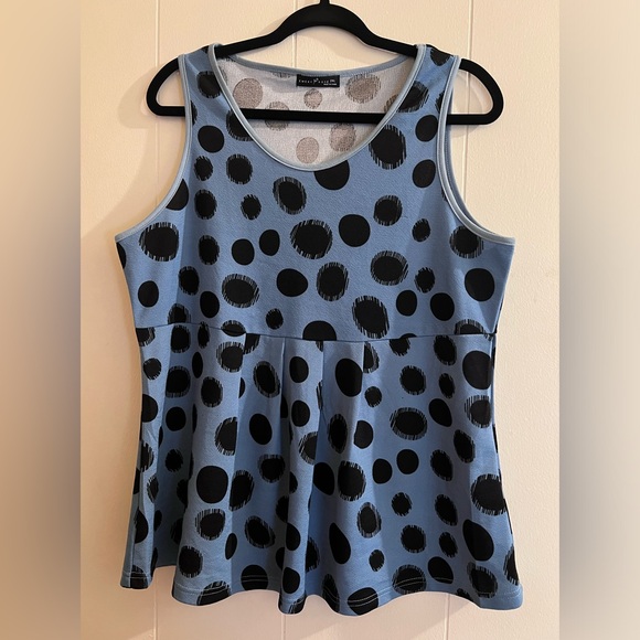 EMERY ROSE 2X Blue with Black Polkadots Tank - Picture 2 of 5